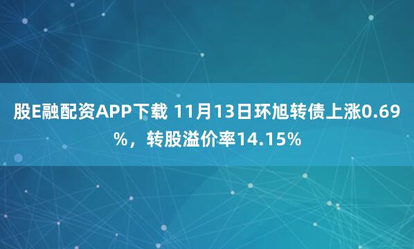 股E融配资APP下载 11月13日环旭转债上涨0.69%，转股溢价率14.15%