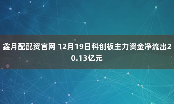 鑫月配配资官网 12月19日科创板主力资金净流出20.13亿元