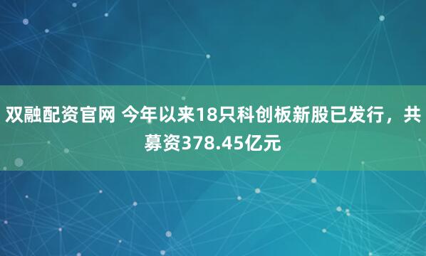 双融配资官网 今年以来18只科创板新股已发行，共募资378.45亿元